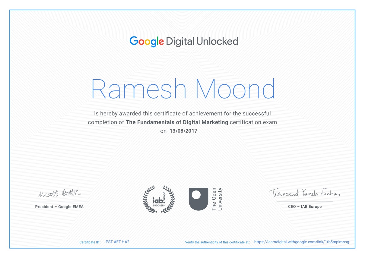 Google Digital Unlocked Certificate
